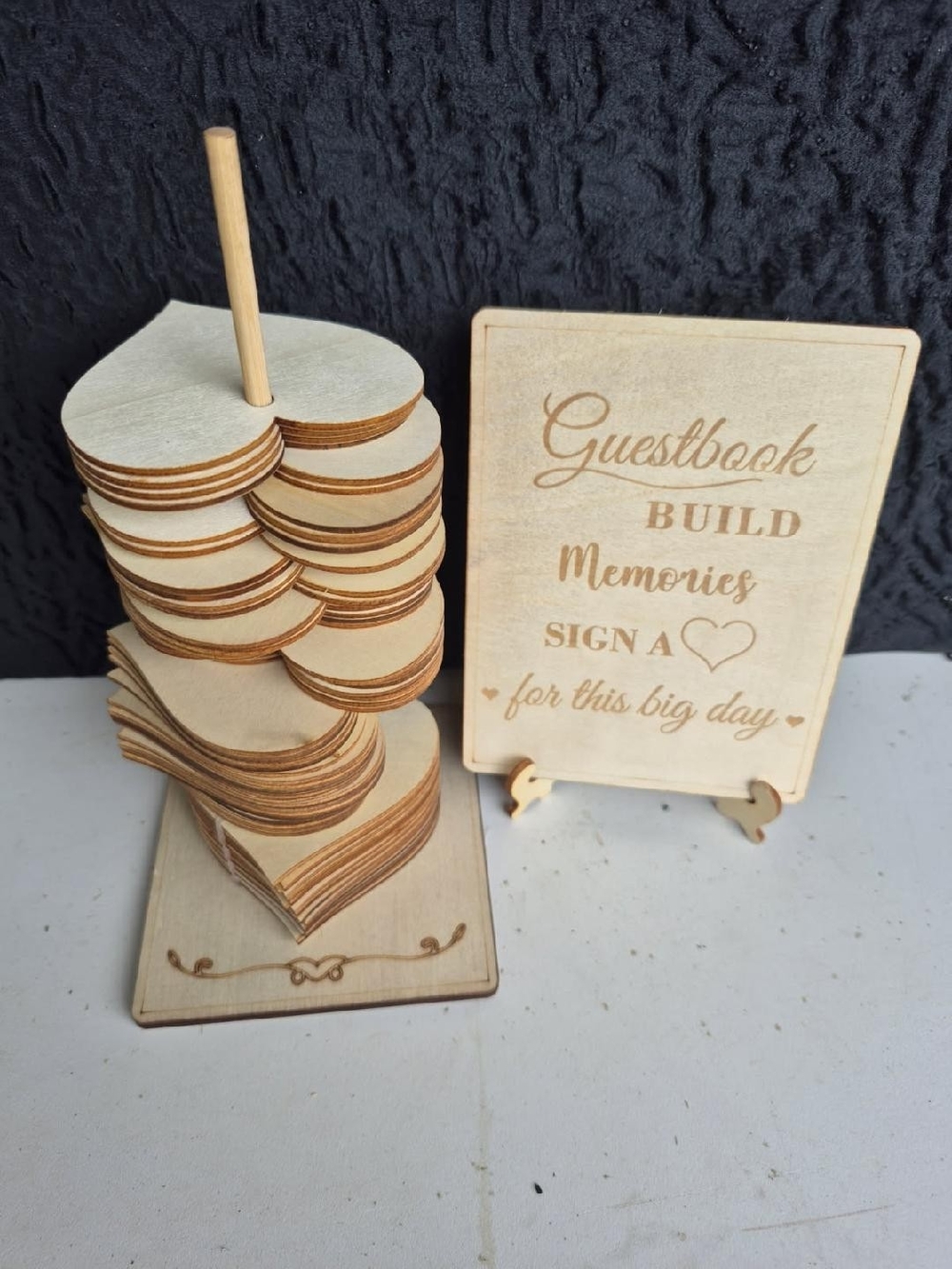 Wooden Heart Guestbook Set - Natural